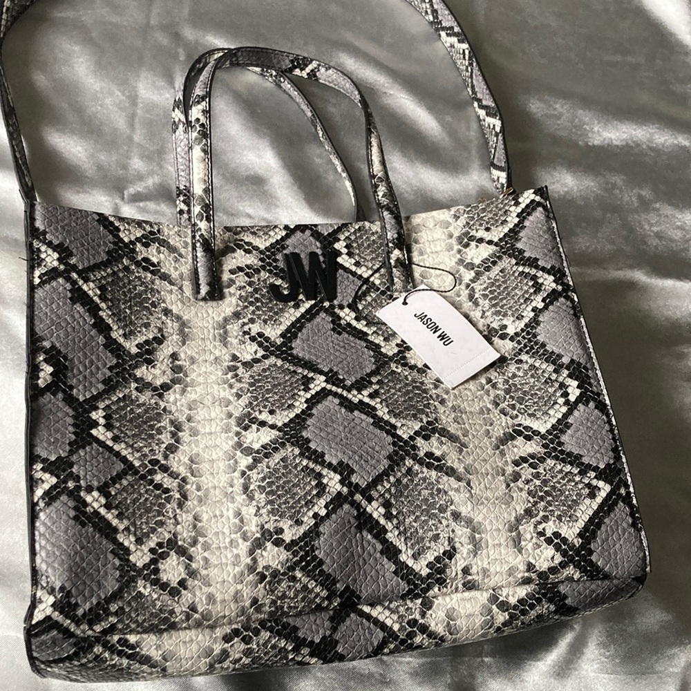 Jason Wu Python Tote Bag Snake Print - Black and … - image 3